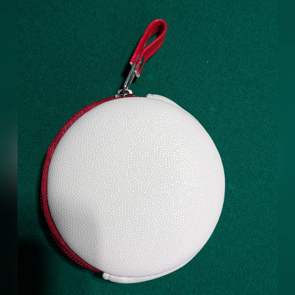 White Baseball Coin Purse with Red Stitching For Any Age